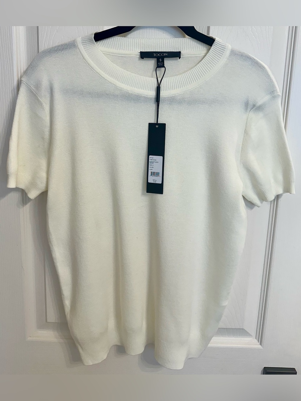 Toccin Cream Elsie Short-Sleeve Crewneck Sweater Size S $295 - Picture 5 of 7